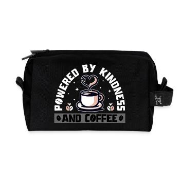 POWERED BY KINDNESS AND COFFEE - Recycled Toiletry Zip Bag - black - Front