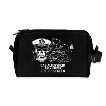 Segler Shirt zur Rente Altersheim kann warten - Recycelte Kulturtasche - Schwarz - Vorne