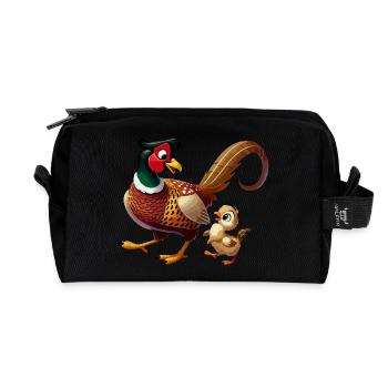 Pheasant male with child - Recycled Toiletry Zip Bag - black - Front