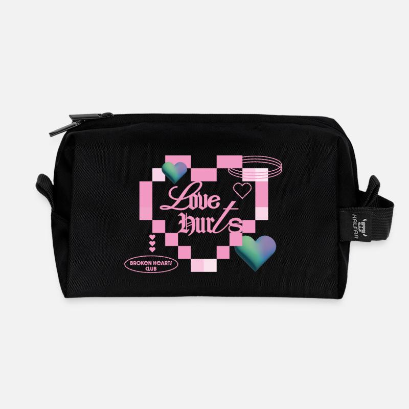 Liebe tut weh - Recycelte Kulturtasche - Schwarz