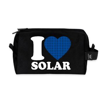 J’aime l’énergie solaire - Cœur - Énergie renouvelable - Trousse de toilette en tissu recyclé - noir - Devant