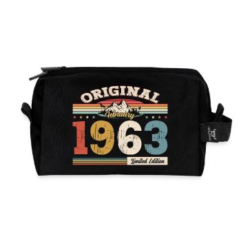 62ème anniversaire cadeau mari Original février 1963 - Trousse de toilette en tissu recyclé - noir - Devant