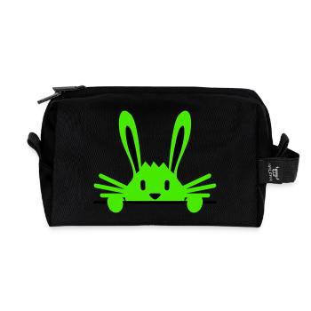 Hase versteckt sich schüchtern hinter Mauer Zaun - Recycelte Kulturtasche - Schwarz - Vorne