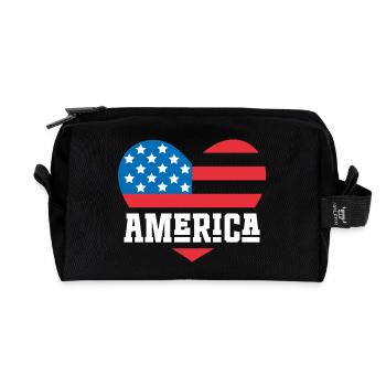 Amerika Flagge Herz - Recycelte Kulturtasche - Schwarz - Vorne