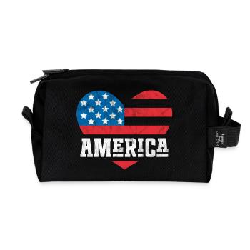 Amerika Flagge Herz - Recycelte Kulturtasche - Schwarz - Vorne