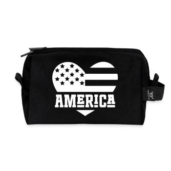 Amerika Flagge Herz Weiß - Recycelte Kulturtasche - Schwarz - Vorne