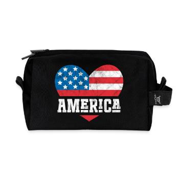Amerika Flagge Herz - Recycelte Kulturtasche - Schwarz - Vorne