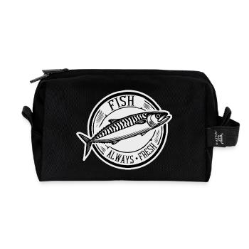 Vintage Fish Plaque – Nautical Angler Design - Recycled Toiletry Zip Bag - black - Front