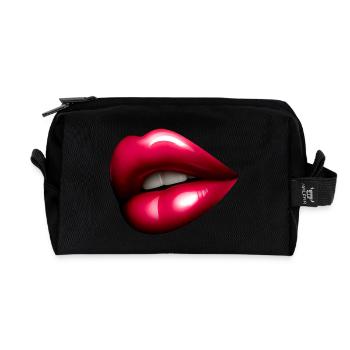 Hübscher roter Mund - Rote Lippe - Recycelte Kulturtasche - Schwarz - Vorne