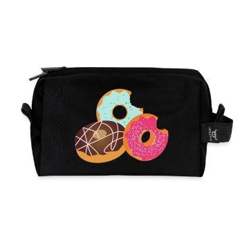 Donuts with Bite – Sweet Trio with Icing & Sprinkles - Recycled Toiletry Zip Bag - black - Front