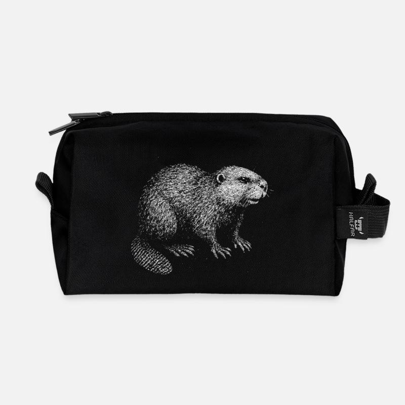 Ein Biber - Recycelte Kulturtasche - Schwarz