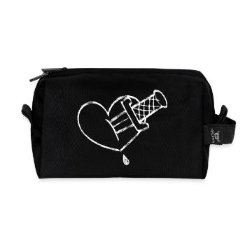 Heart Stitch Bleeding Punk Sketch - Recycled Toiletry Zip Bag - black - Front