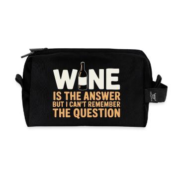Wine is the answer ich hab nur die Frage vergessen - Recycelte Kulturtasche - Schwarz - Vorne