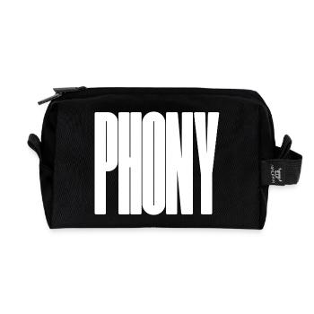 Phony - Bold typographical design - Recycled Toiletry Zip Bag - black - Front