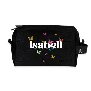 Beautiful girl's name with butterflies ISABELL - Recycled Toiletry Zip Bag - black - Front