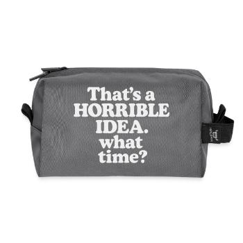 Horrible Idea – What Time ? - Recycled Toiletry Zip Bag - anthracite - Front