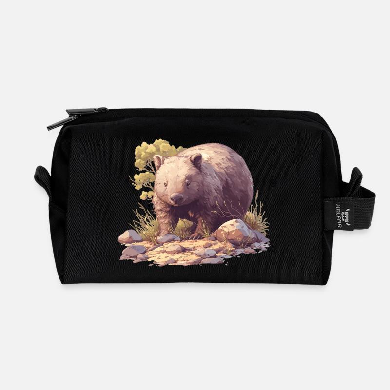 Wombats Wombat - Recycelte Kulturtasche - Schwarz
