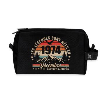 Rétro Décembre 1974 - Cadeau 51 Ans - Trousse de toilette en tissu recyclé - noir - Devant