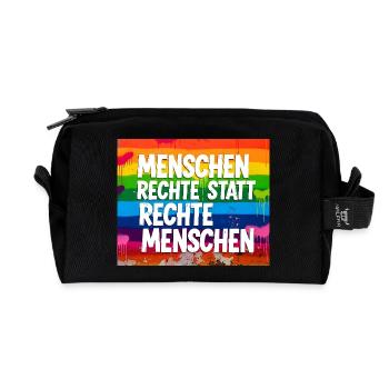 Human Rights Instead of Right-Wing People Statement - Recycled Toiletry Zip Bag - black - Front