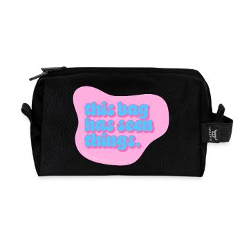 Funny Typography Design – This Bag Has Seen Things - Recycelte Kulturtasche - Schwarz - Vorne