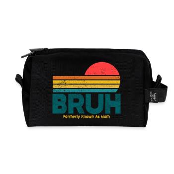 Coucher de soleil rétro Bruh Mama - Trousse de toilette en tissu recyclé - noir - Devant