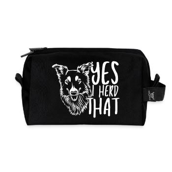 Wolf head with handwritten text - Recycled Toiletry Zip Bag - black - Front
