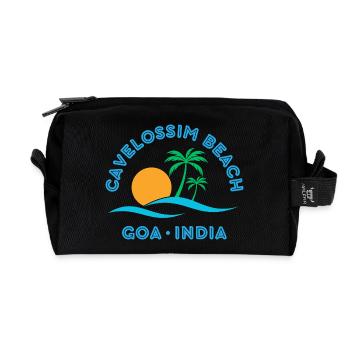 Goa Beach Sonnenuntergangspalmen - Recycelte Kulturtasche - Schwarz - Vorne