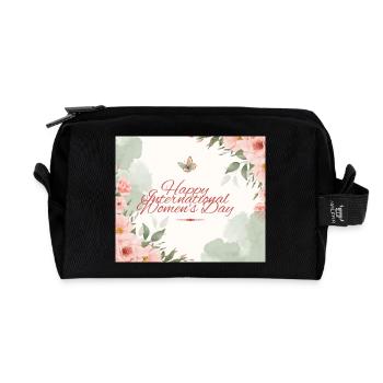 Happy International Womens Day Watercolor - Recycled Toiletry Zip Bag - black - Front