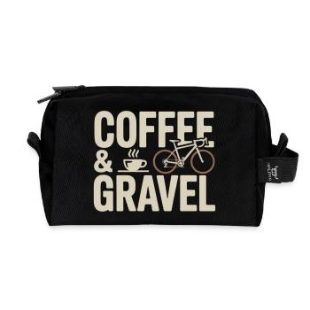 Coffee & Gravel – Gravel Bike Lifestyle Shirt - Recycled Toiletry Zip Bag - black - Front