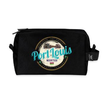 Port Louis Mauritius Indian Ocean Souvenir - Recycled Toiletry Zip Bag - black - Front