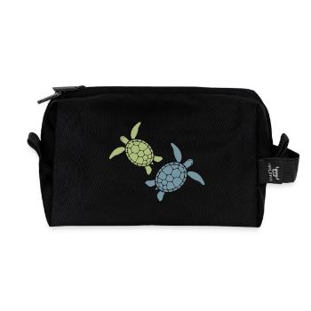 Duo de Tortues de Mer Ocean Beach Hawaii Marine Life Vibe - Trousse de toilette en tissu recyclé - noir - Devant