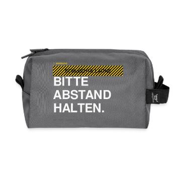 BITTE ABSTAND HALTEN Warnhinweis - Recycelte Kulturtasche - Anthrazit - Vorne