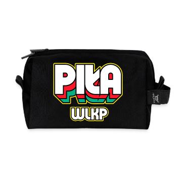 Piła Wlkp., nom de la ville dans un style rétro - Trousse de toilette en tissu recyclé - noir - Devant