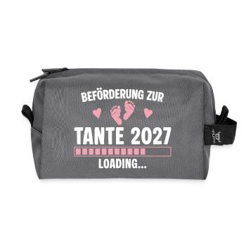 Beförderung zur Tante 2027 – Loading Baby - Recycelte Kulturtasche - Anthrazit - Vorne