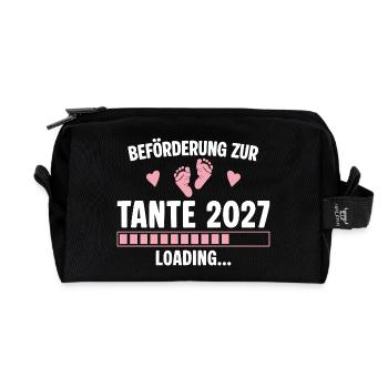Beförderung zur Tante 2027 – Loading Baby - Recycelte Kulturtasche - Schwarz - Vorne