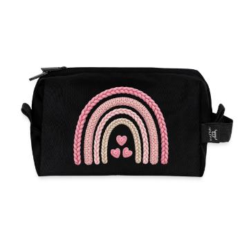 Regenbogen Rosa Strickmuster - Recycelte Kulturtasche - Schwarz - Vorne