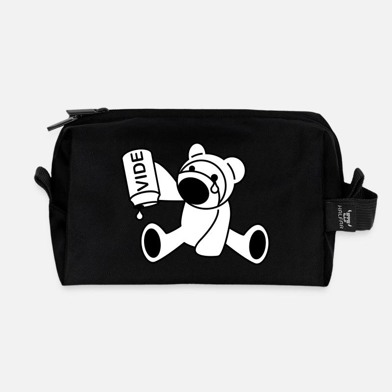bear cub - Recycled Toiletry Zip Bag - black