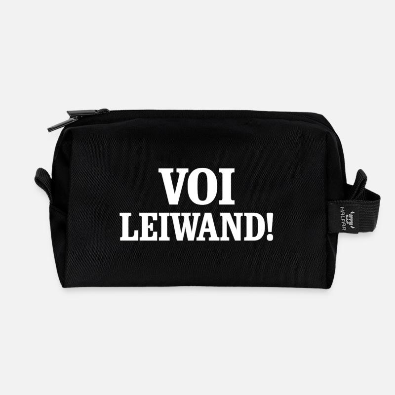 Voi Leiwand! Contrast Text Design - Recycled Toiletry Zip Bag - black