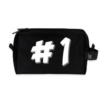 number one - Recycled Toiletry Zip Bag - black - Front