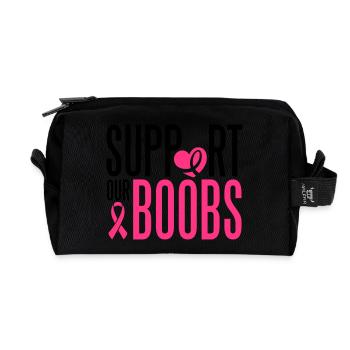 Support our boobs - Recycelte Kulturtasche - Schwarz - Vorne
