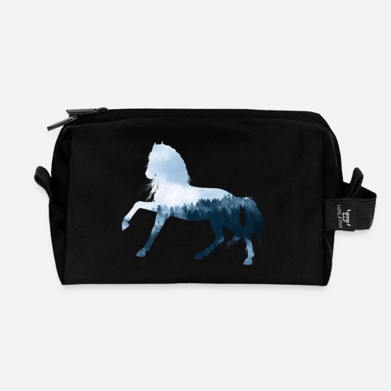 Pferd - Recycelte Kulturtasche - Schwarz