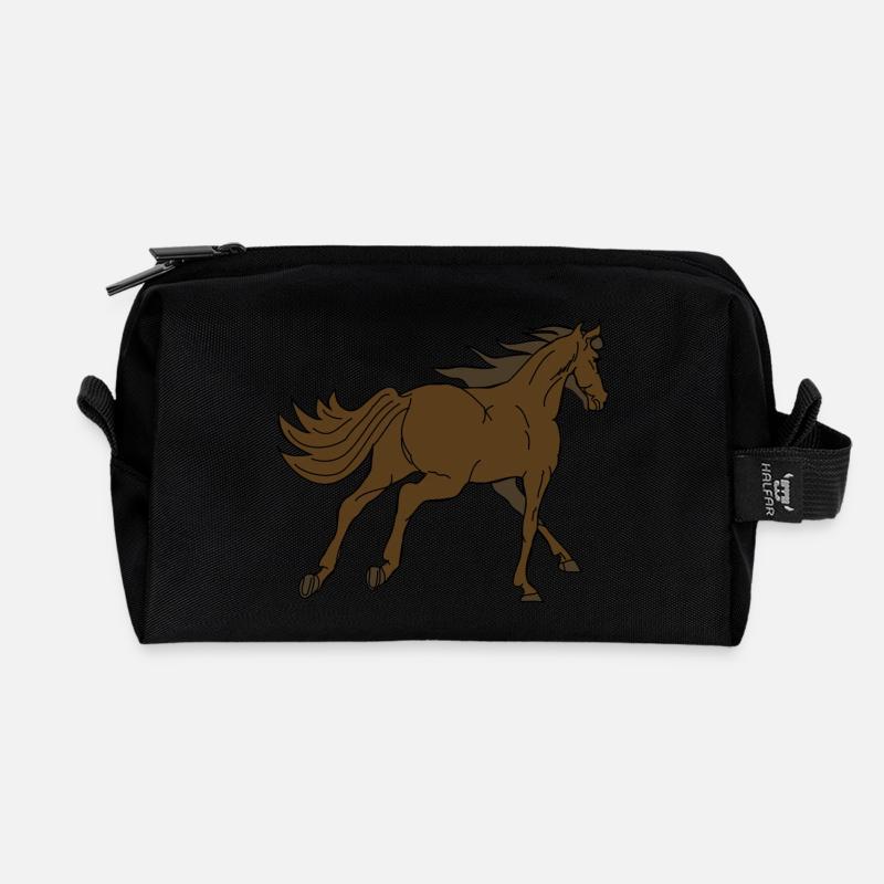 Pferd - Recycelte Kulturtasche - Schwarz
