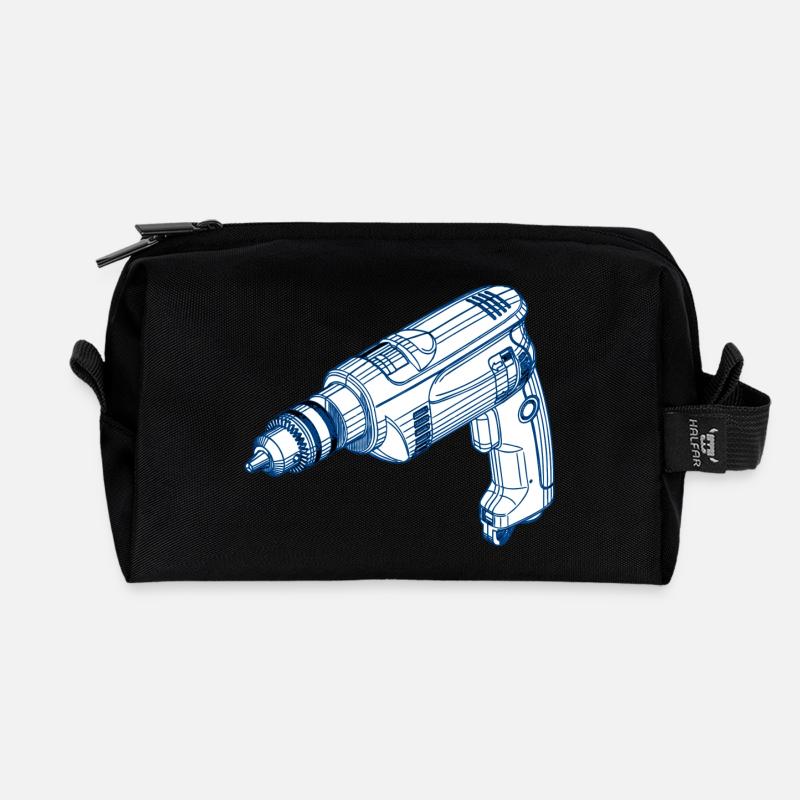 drilling machine - Recycled Toiletry Zip Bag - black