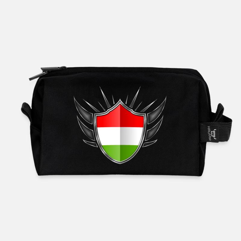 Ungarn Flagge Wappen Silber 013 - Recycelte Kulturtasche - Schwarz