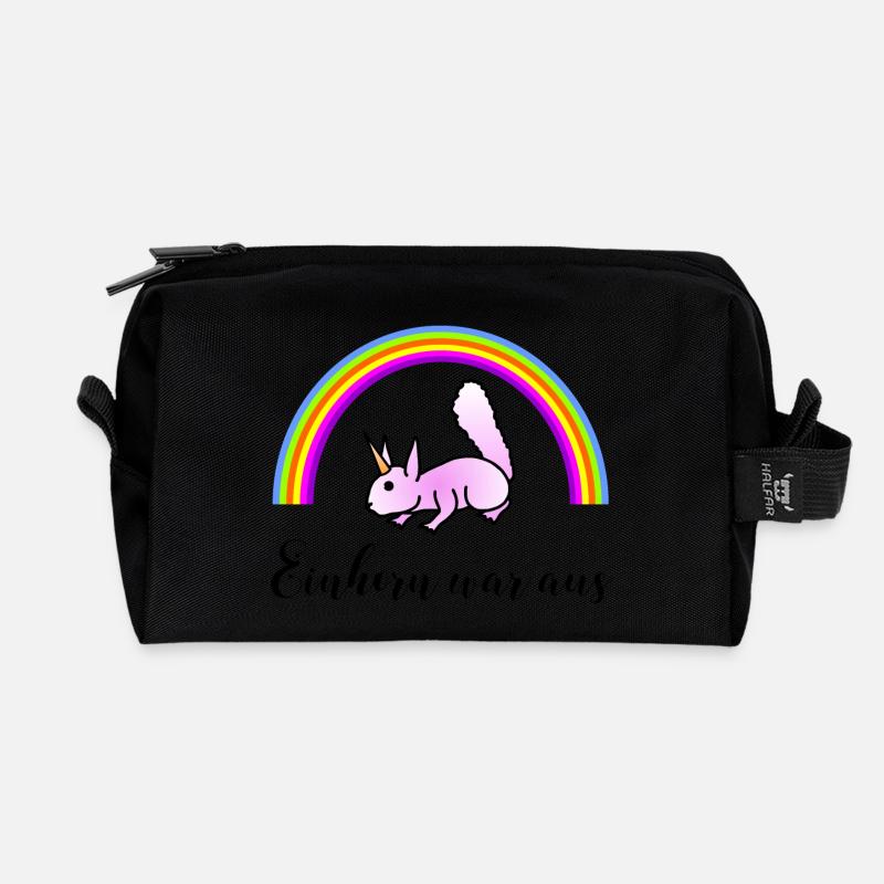 Eichhörnchen Regenbogen - Einhorn war aus - Recycelte Kulturtasche - Schwarz