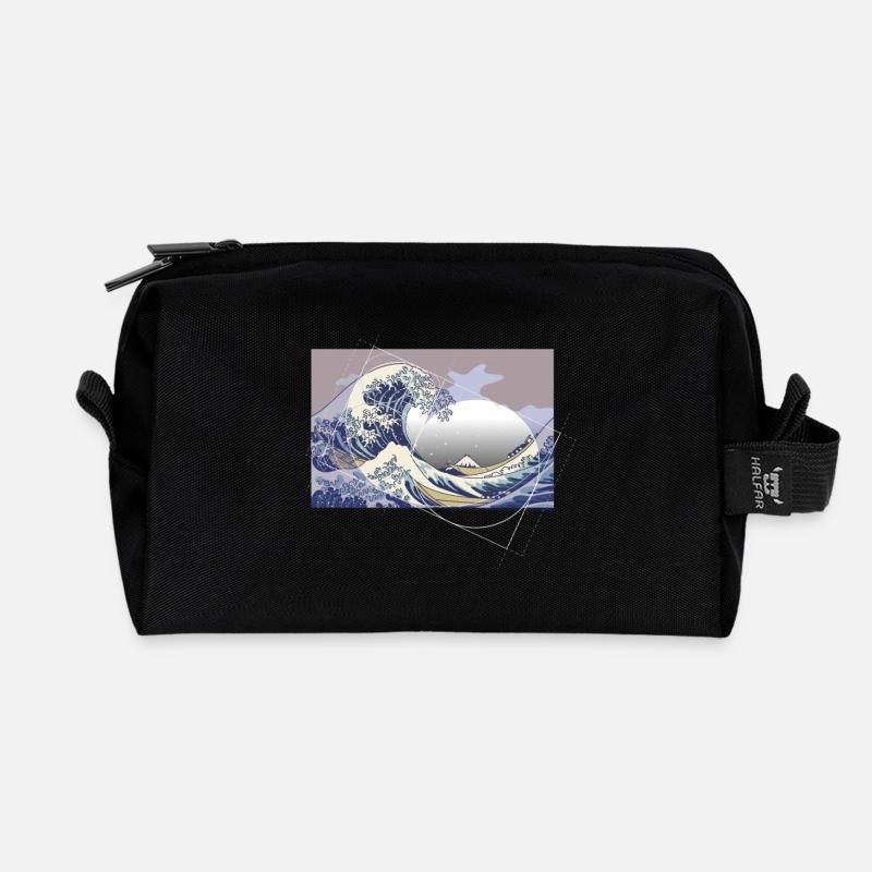 Hokusai Meets Fibonacci - Recycelte Kulturtasche - Schwarz