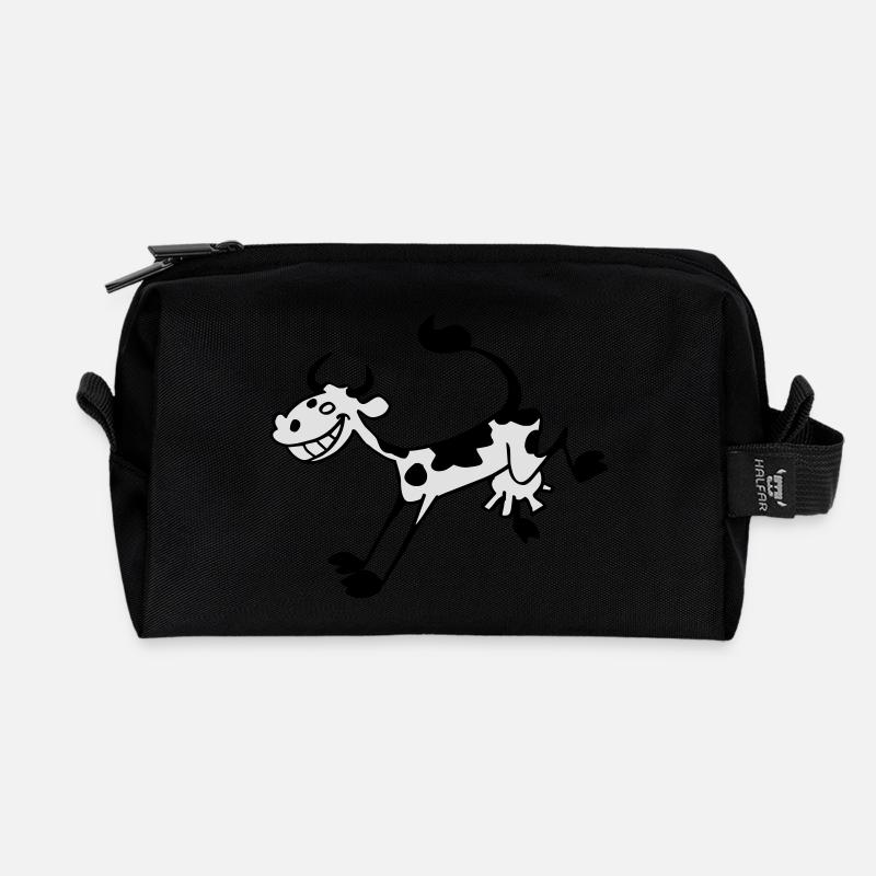 Ah Cow - Recycled Toiletry Zip Bag - black