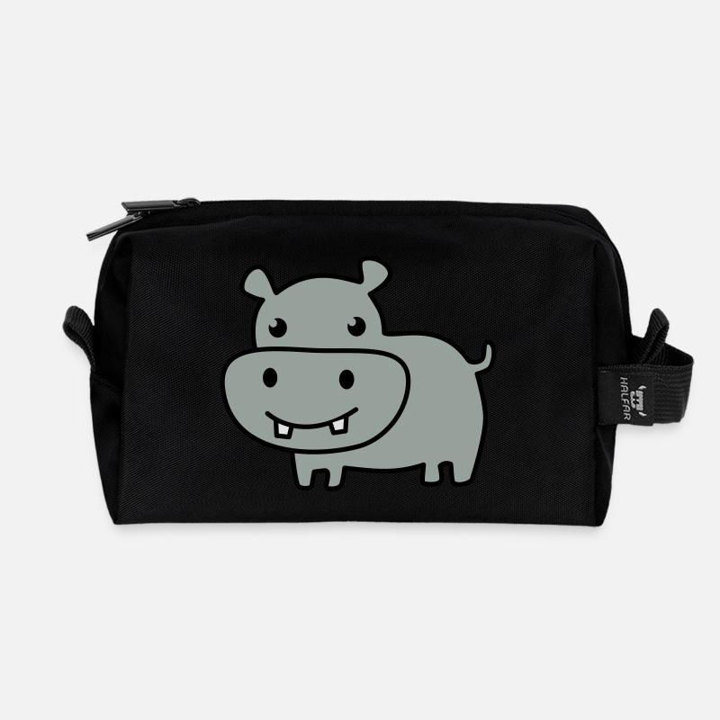 cute hippo color - Recycled Toiletry Zip Bag - black