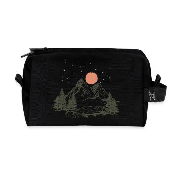 Mountain Nature Tents Camping stars forest gift - Recycled Toiletry Zip Bag - black - Front