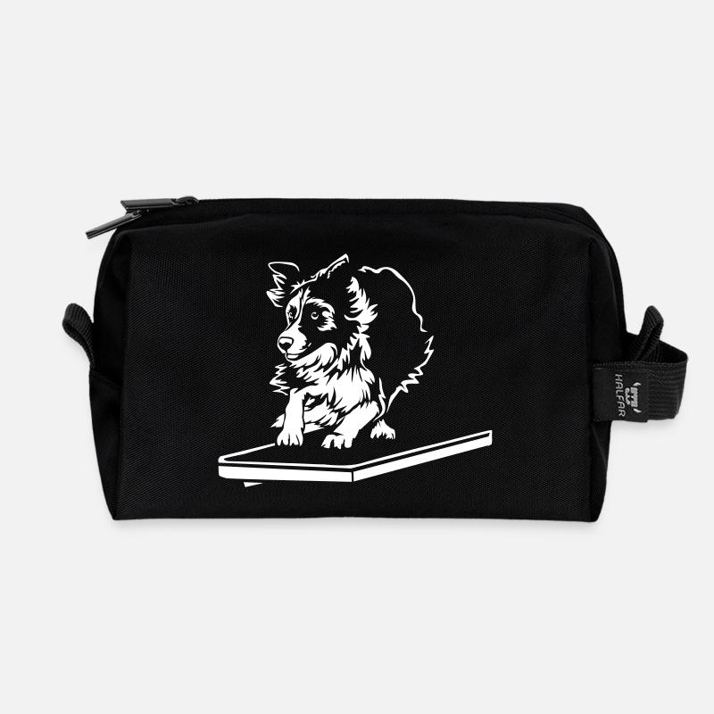 Border Collie "Black Edition" - Recycelte Kulturtasche - Schwarz